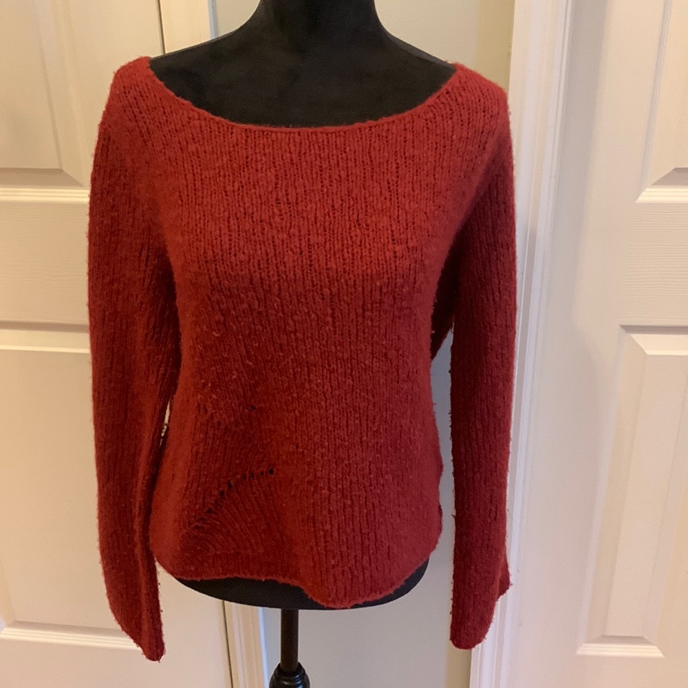 NWOT Eileen Fisher Red Italian Yarn Wool/ Angora Blend Sweater- Size L